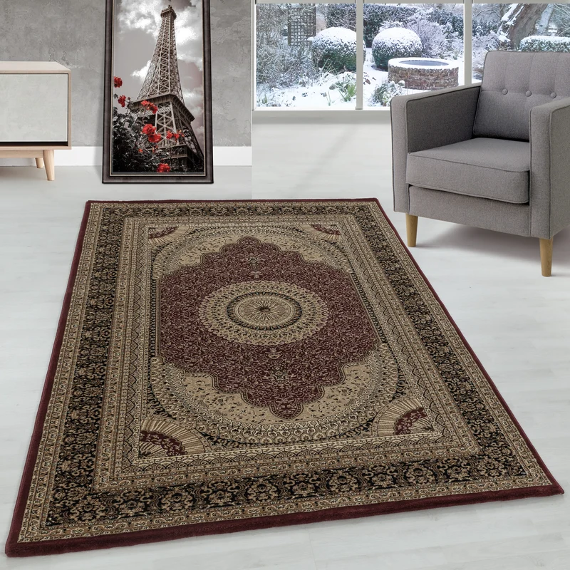 Carpettex Orientteppich Rot Kurzflor Vintage Pflegeleicht