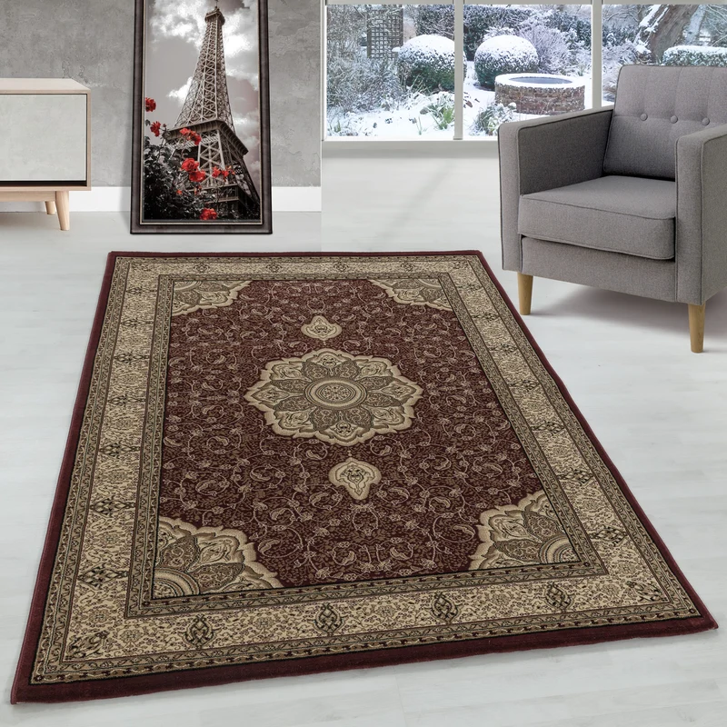Carpettex Orientteppich Rot Kurzflor Vintage Pflegeleicht