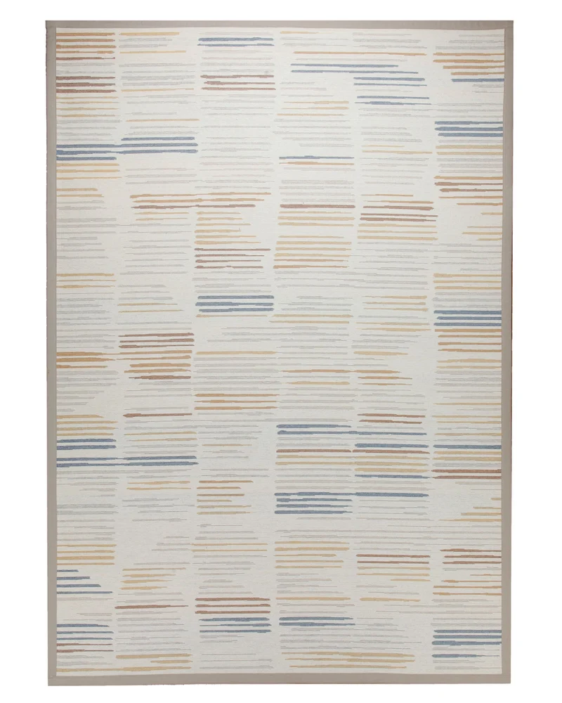 Baumwoll-Wendeteppich Estland beidseitig Farblinien creme 160x230 cm
