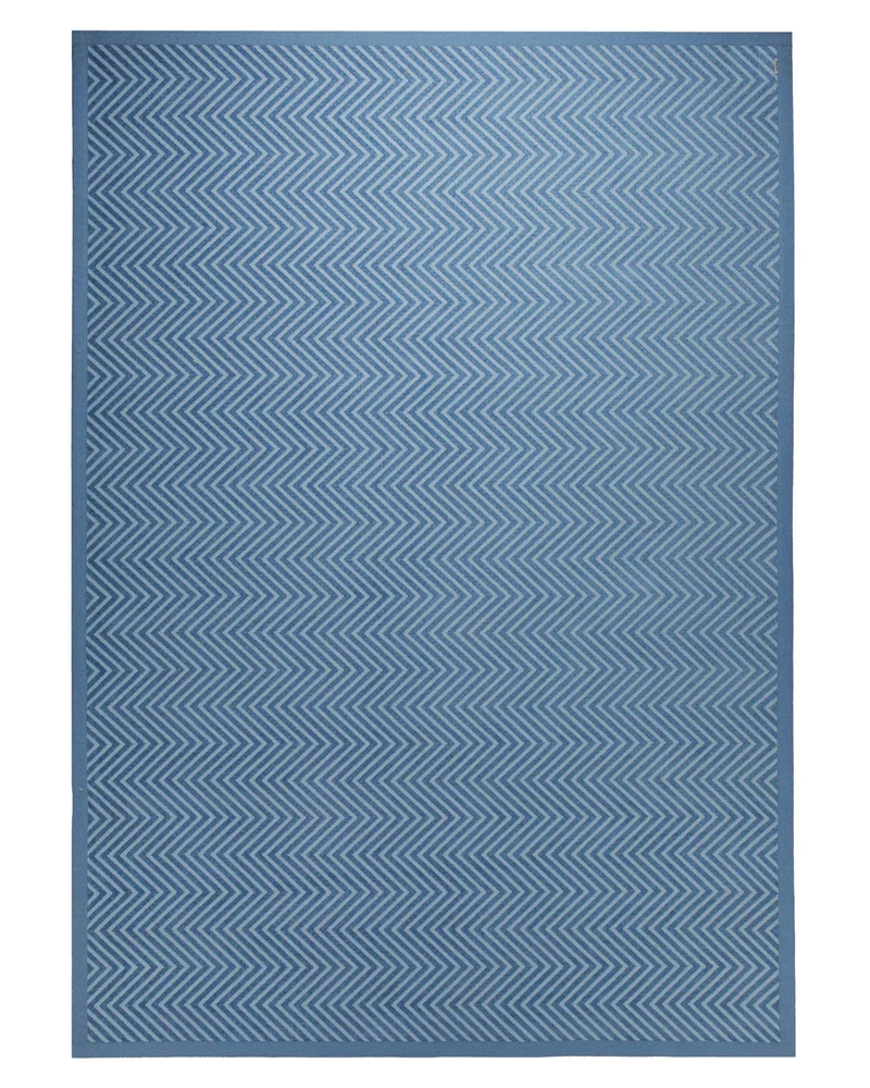 Baumwoll-Wendeteppich Estland beidseitig Zickzack blau 160x230 cm