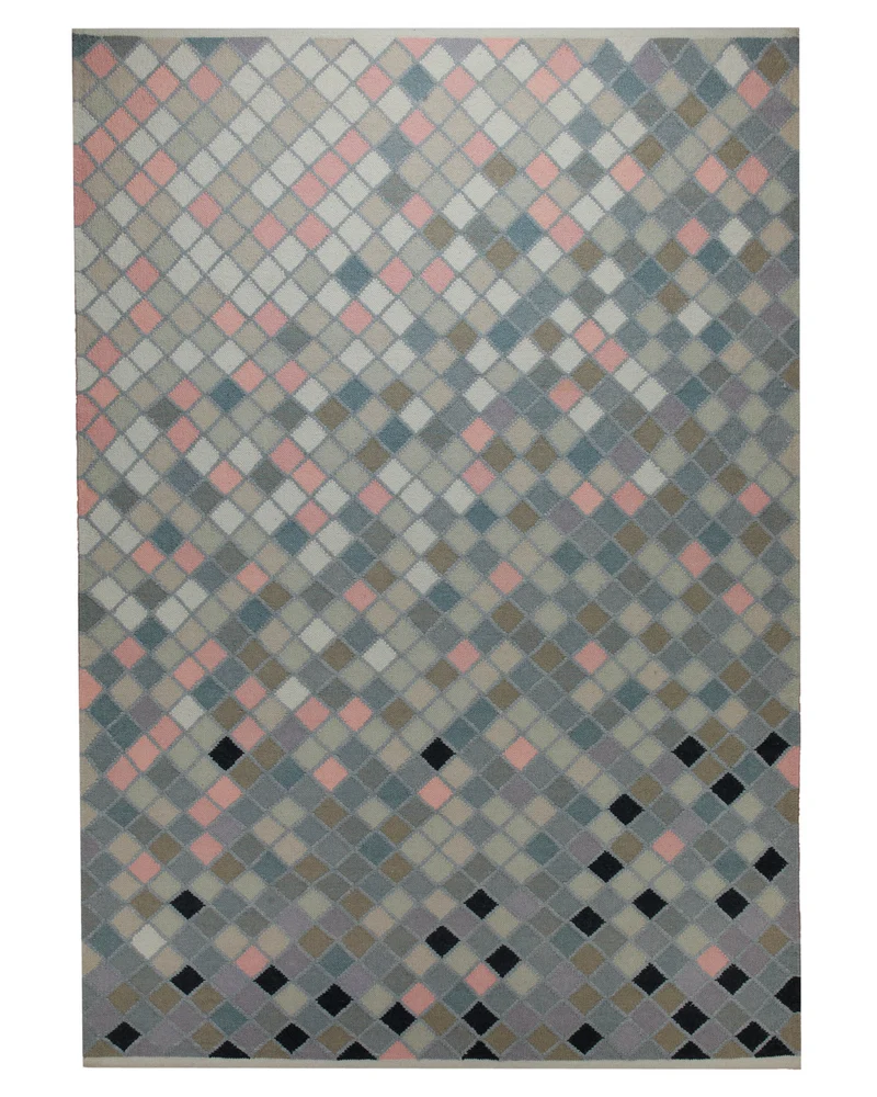 Handwebteppich Wolle Pixelrauten pastell 160x230 cm