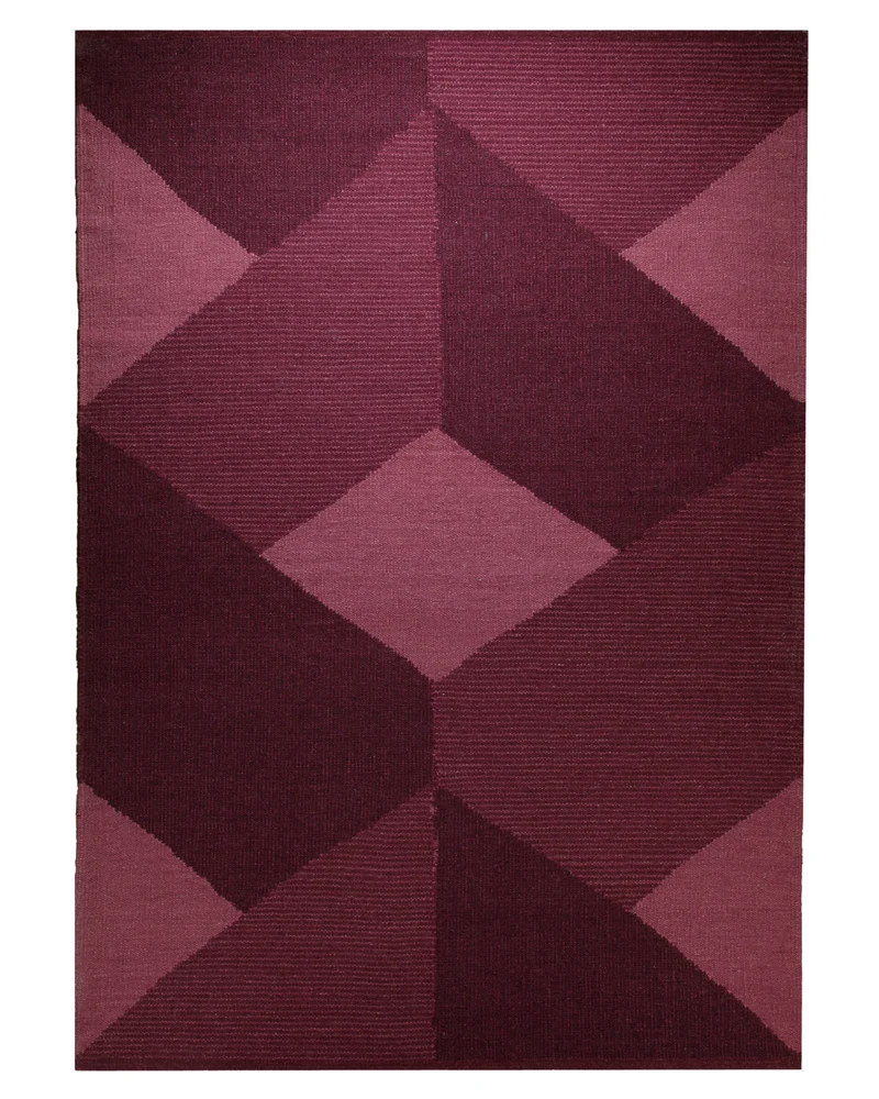 Handwebteppich Wolle Rautenmuster beere 160x230 cm