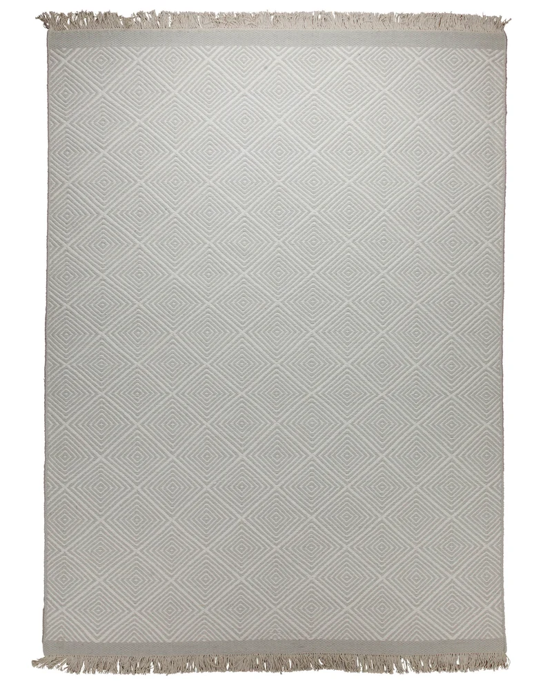 Handwebteppich Wolle Rautenmuster creme 160x230 cm