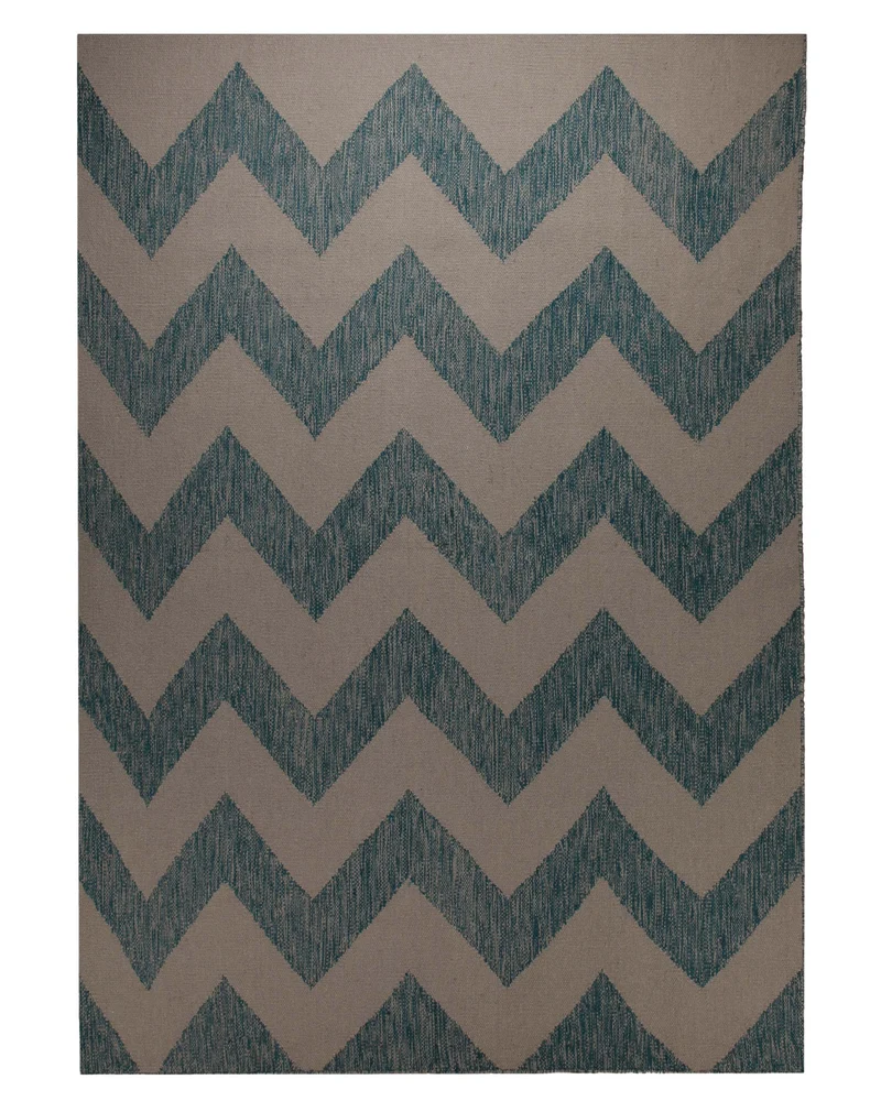 Handwebteppich Wolle Chevron petrol taupe 160x230 cm