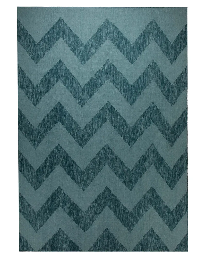 Handwebteppich Wolle Chevron petrol 160x230 cm