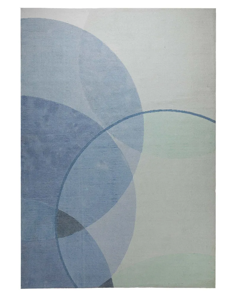 Spring Jacquard Teppich Baumwolle Kreise blau mint 160x230 cm