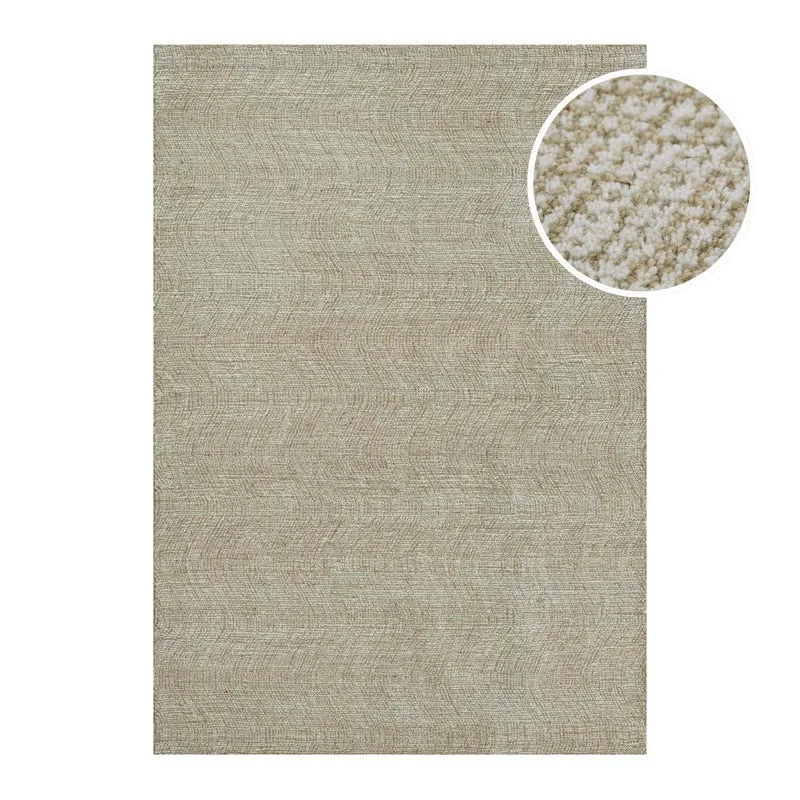 Kurzflor Teppich Sand Beige aus Schurwolle "Hamptons THIRTEEN" WECONhome