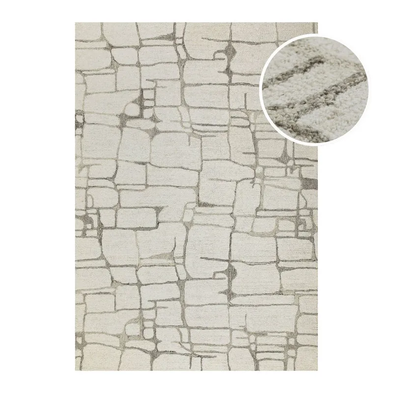 Kurzflor Teppich Creme Weiß aus Schurwolle "Hamptons TWELVE" WECONhome