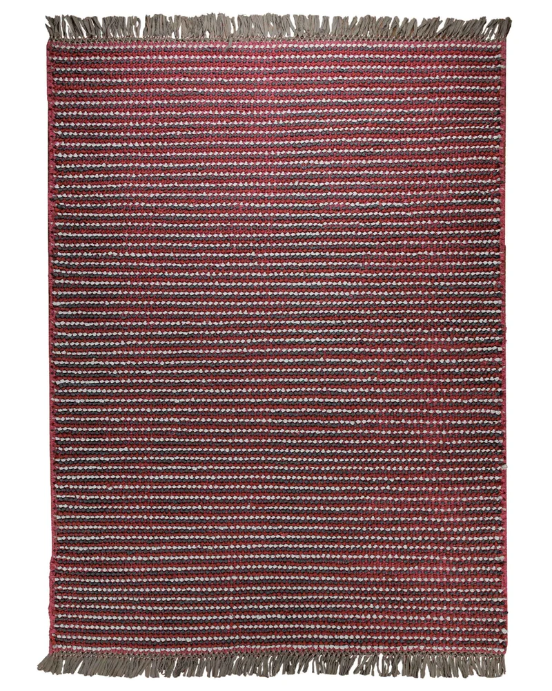Dedon Outdoor Handwebteppich rot grau gestreift 160x230 cm