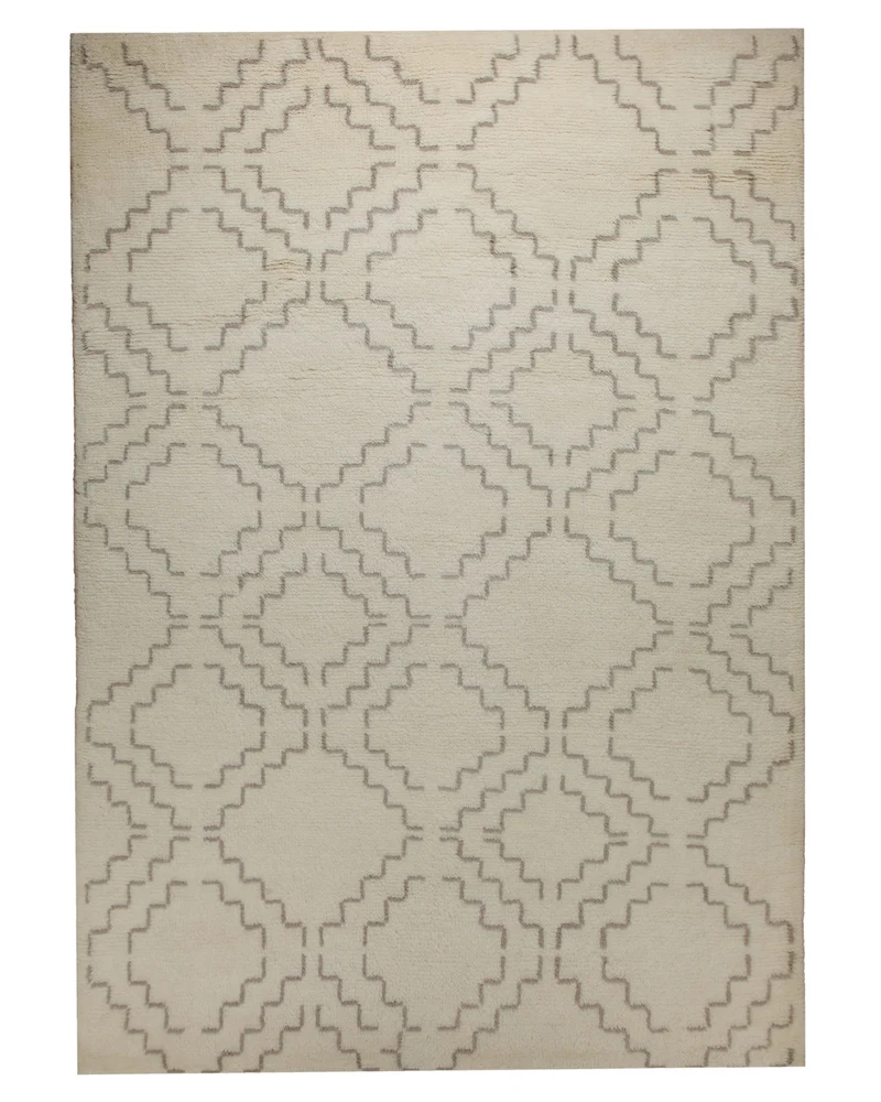 Summer Hochflor Handknüpfteppich Wolle naturweiß 160x230 cm