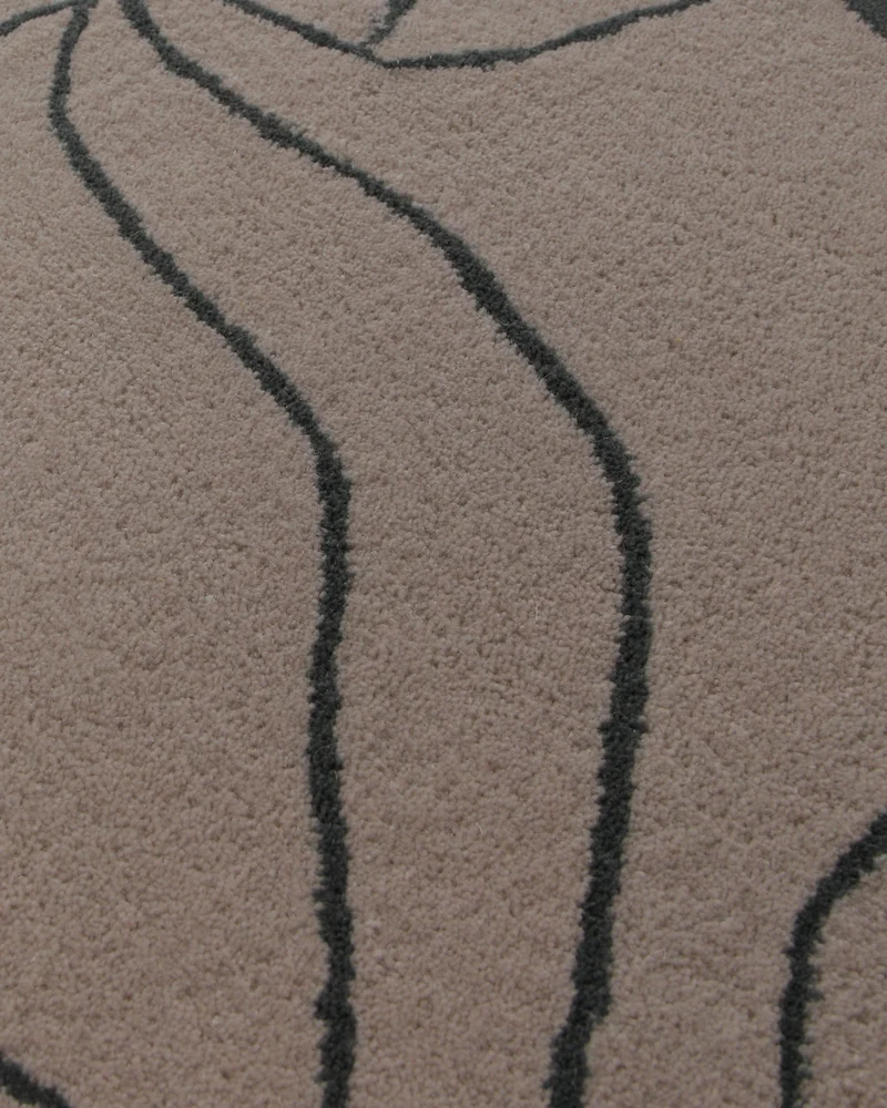 Blätter in Taupe - Handtuft Wolle 160 x 230 cm