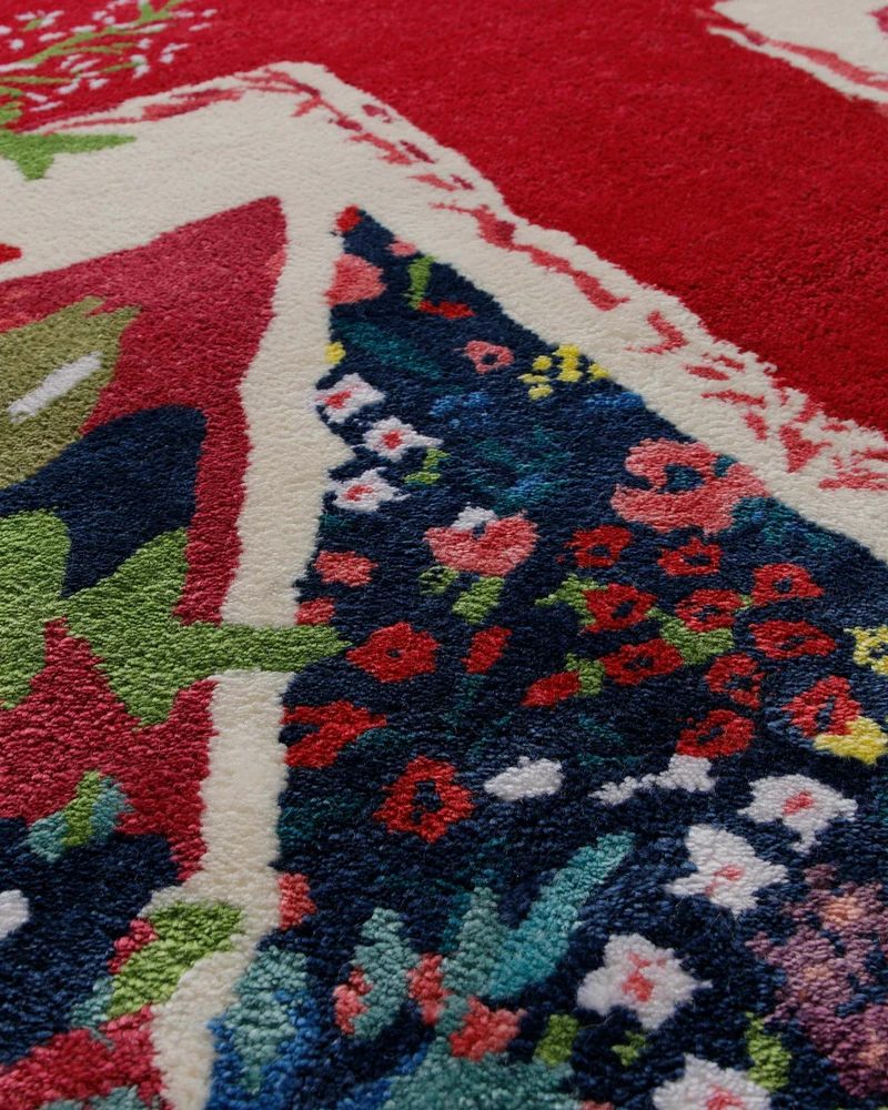 Union Jack in Beere - Handtuft Wolle 160 x 230 cm