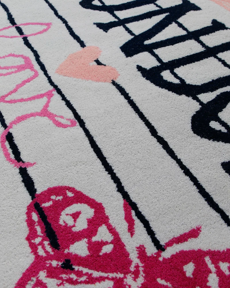 London-Postkarte in Pink - Handtuft Wolle 160 x 230 cm