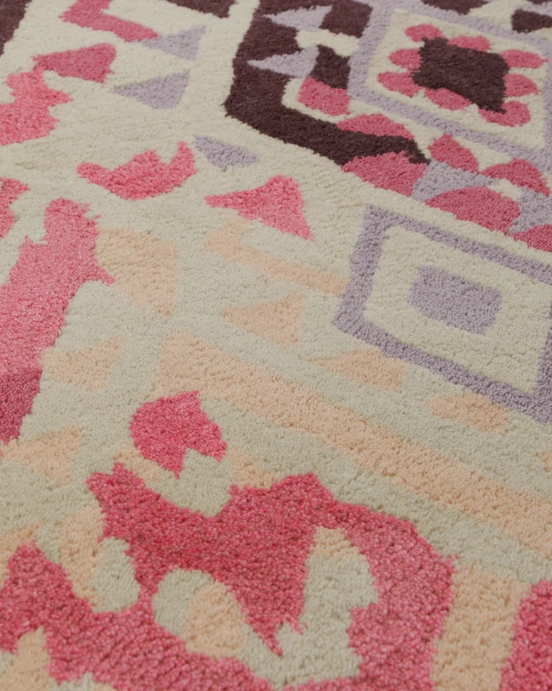 Ikat-Raute in Sand - Handtuft Wolle 160 x 230 cm