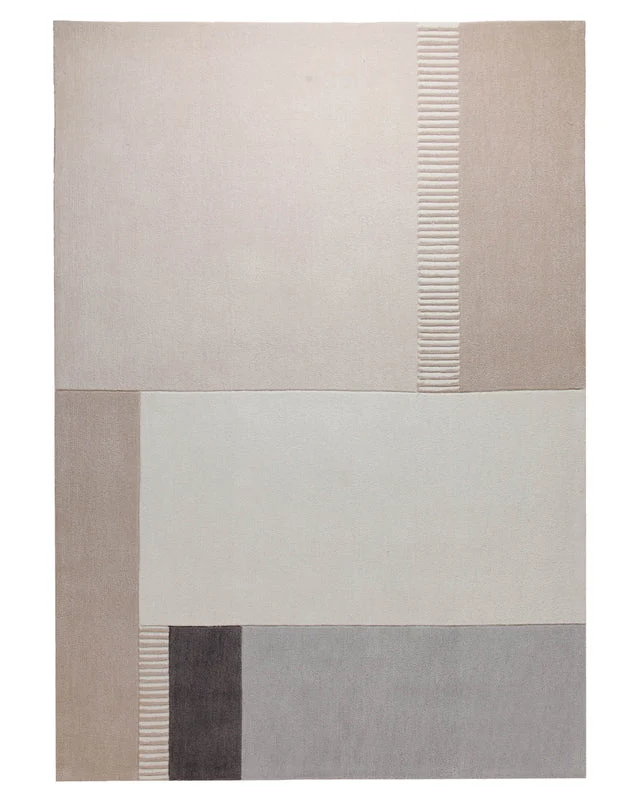 Sand und Wollweiß - Colourblock-Handtuft 160 x 230 cm