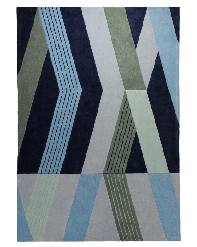 Salbei über Nachtblau - Handtuft 160 x 230 cm