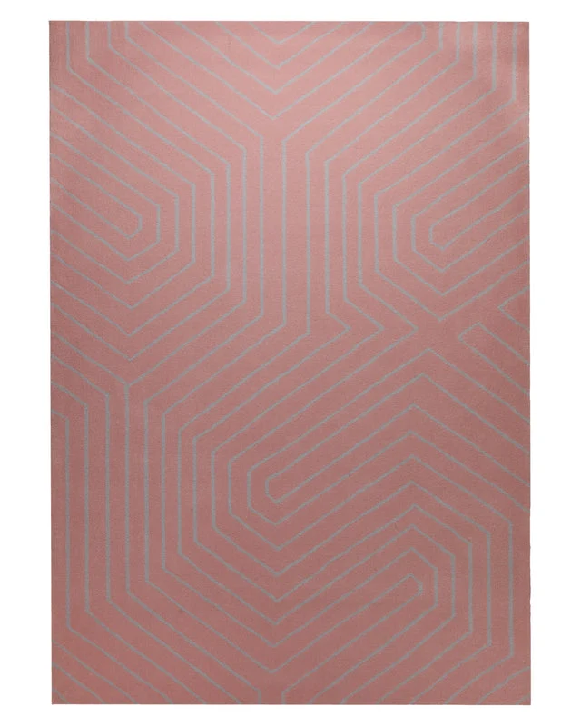 Altrosa mit Grafiklinie - Handtuft Ton in Ton 160 x 230 cm