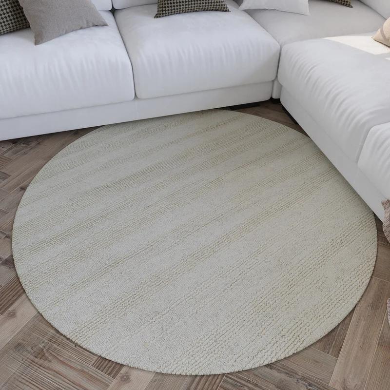 Kurzflor Teppich Rund Creme Weiß "Hamptons TWENTYSEVEN" WECONhome