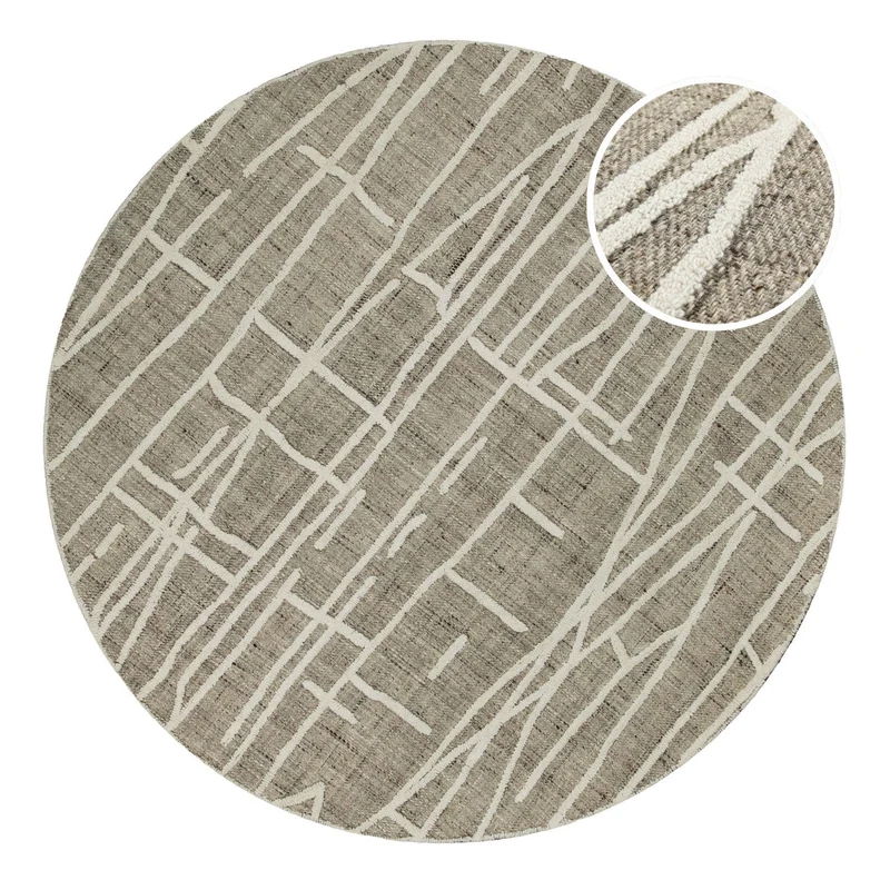 Kurzflor Teppich Rund Taupe meliert "Hamptons TWENTYFIVE" WECONhome