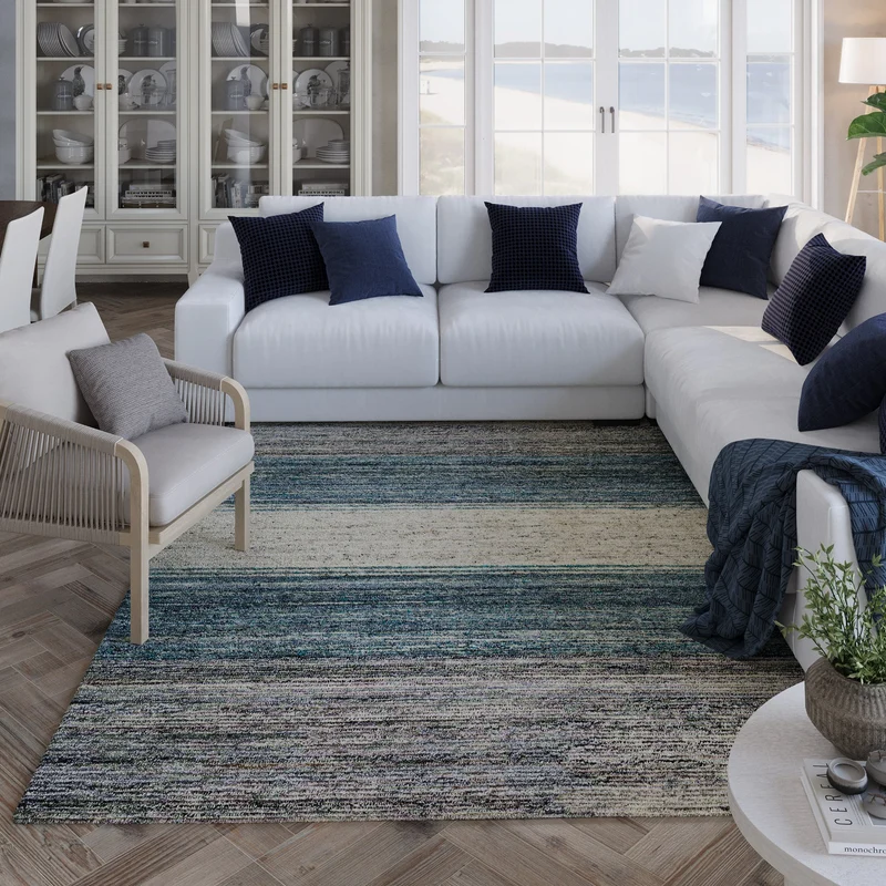 Kurzflor Teppich Grau Blau meliert "Hamptons TWENTYFOUR" WECONhome