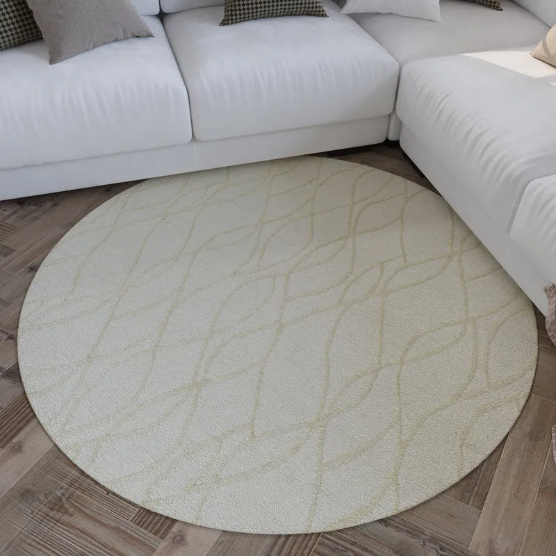 Kurzflor Teppich Rund Creme Weiß aus Schurwolle "Hamptons TWENTYTHREE" WECONhome