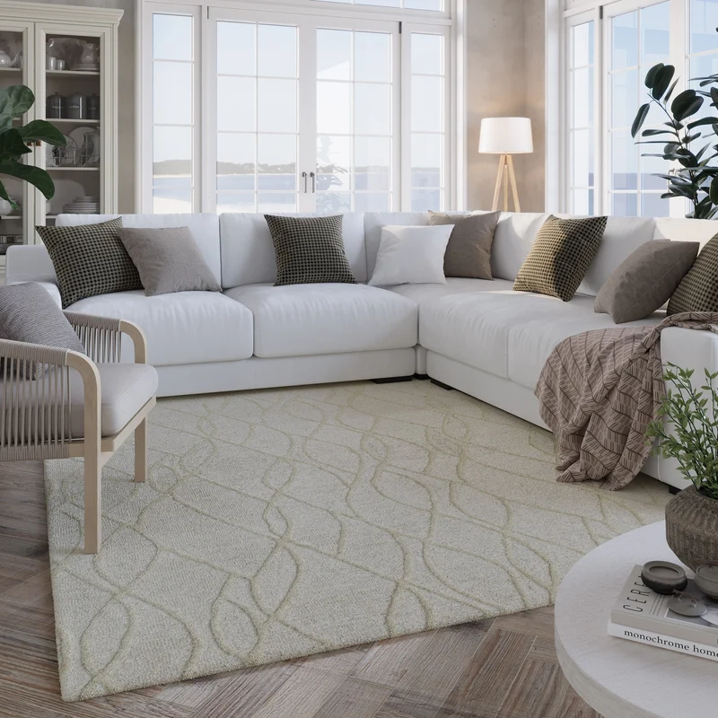 Kurzflor Teppich Creme Weiß aus Schurwolle "Hamptons TWENTYTHREE" WECONhome