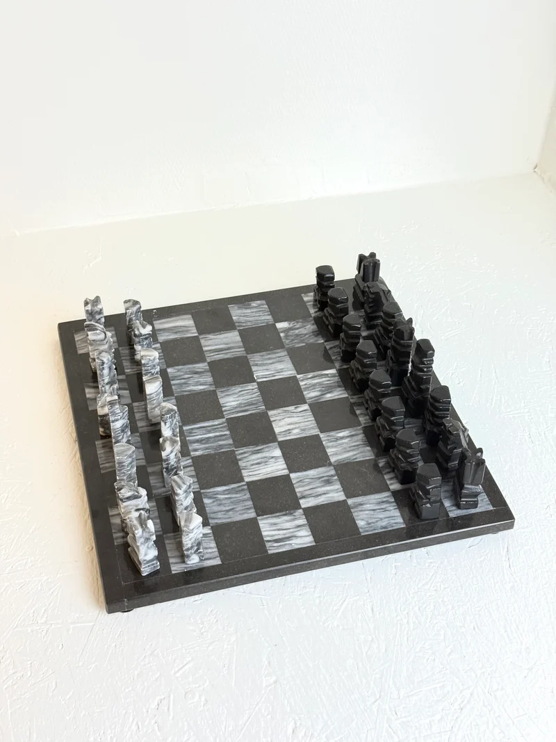 Vintage marmeren schaakbord in zwart en wit