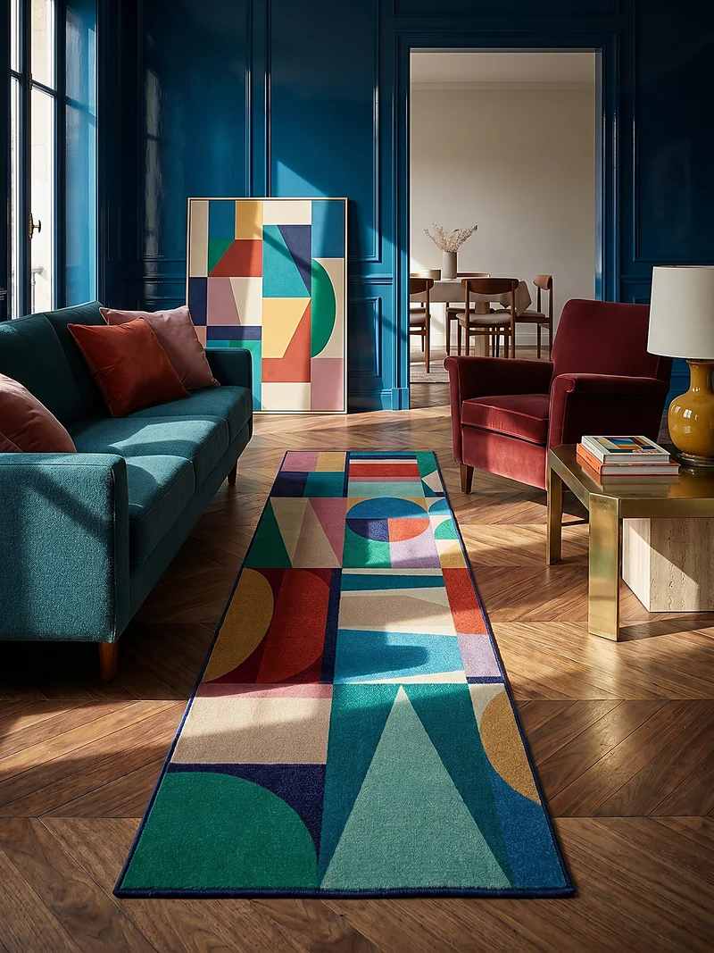 Wollteppich Patchwork-Geometrie · Hoch-Tief 3D · 8 mm · 83 % Wolle