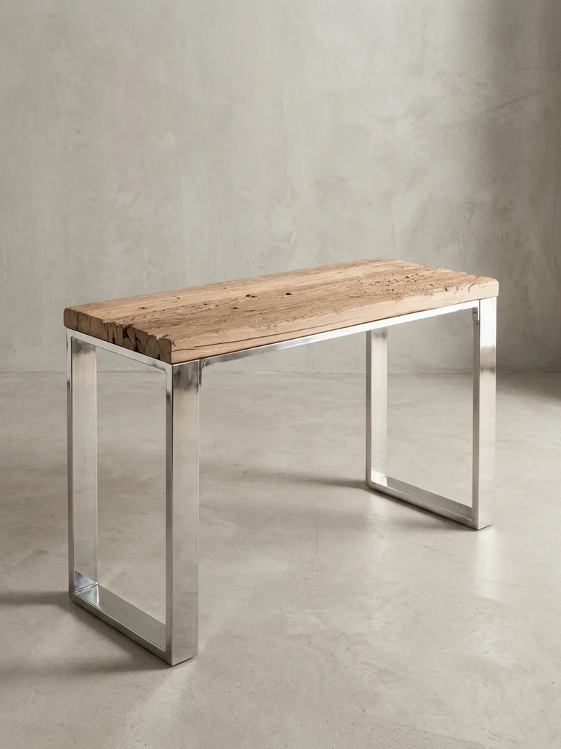 Konsolentisch – Massivholz/Metall, 115 cm, Industrial-Stil