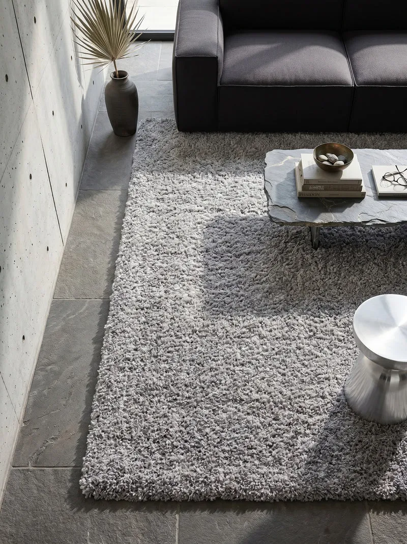 Shaggy Hochflor-Teppich – Moderne Grautöne | 3 cm Florhöhe waschbar