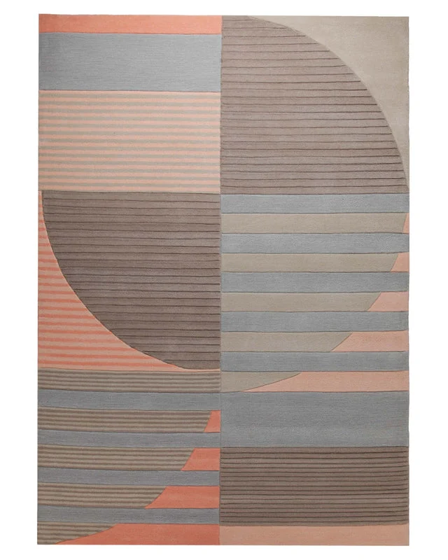 Koralle im Halbrund - Handtuft mit Rippenrelief 160 x 230 cm
