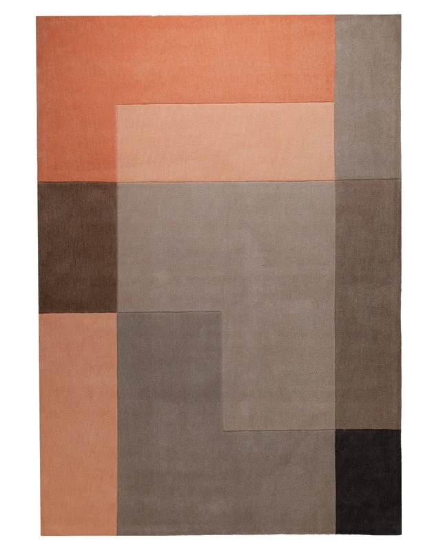 Terracotta trifft Stein - Colourblock-Handtuft 160 x 230 cm