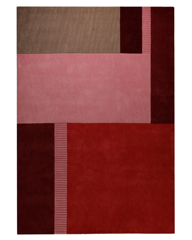 Beere trifft Rosé - Colourblock-Handtuft 160 x 230 cm