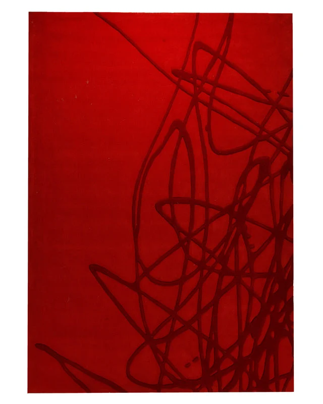 Rot auf Rot - Handtuft Wolle 160 x 230 cm
