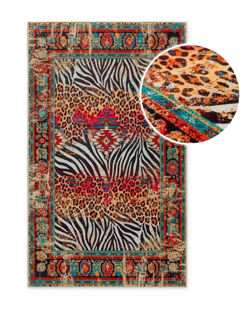 Vintage Badteppich Multi "Boho Safari" mit Animal Print WECONhome