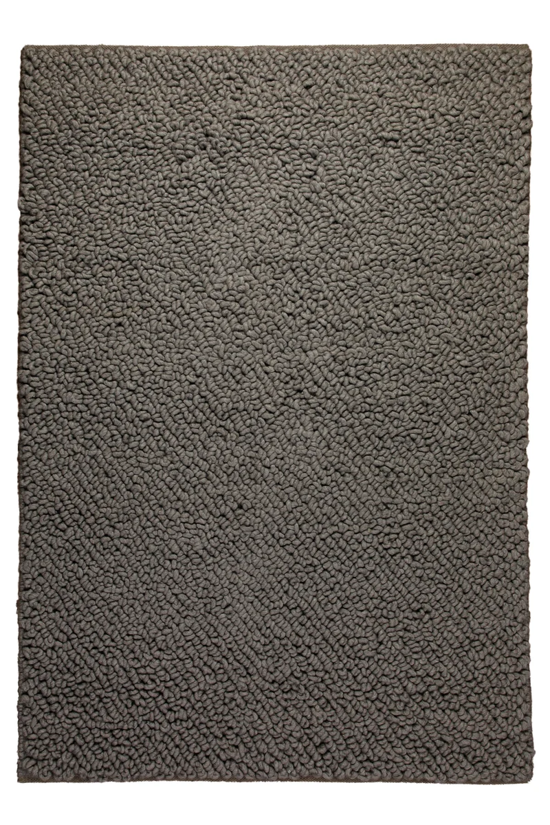 160x230 Teppich Wohnzimmer Oversize-Loops in dunklem Taupe – Schwerer Wollteppich zum Versinken