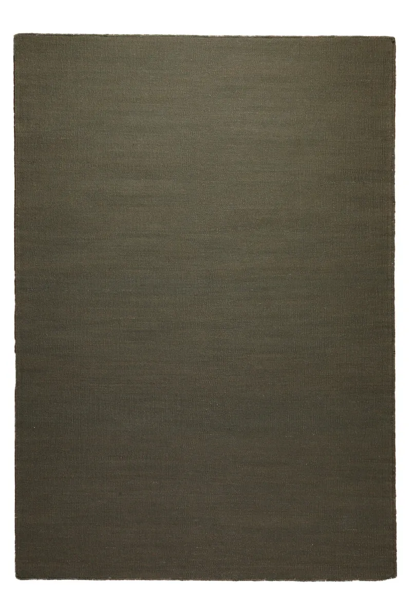 160x230 Teppich Wohnzimmer ESPRIT Uni – Strapazierfähiger Baumwollteppich in tiefem Olivgrün