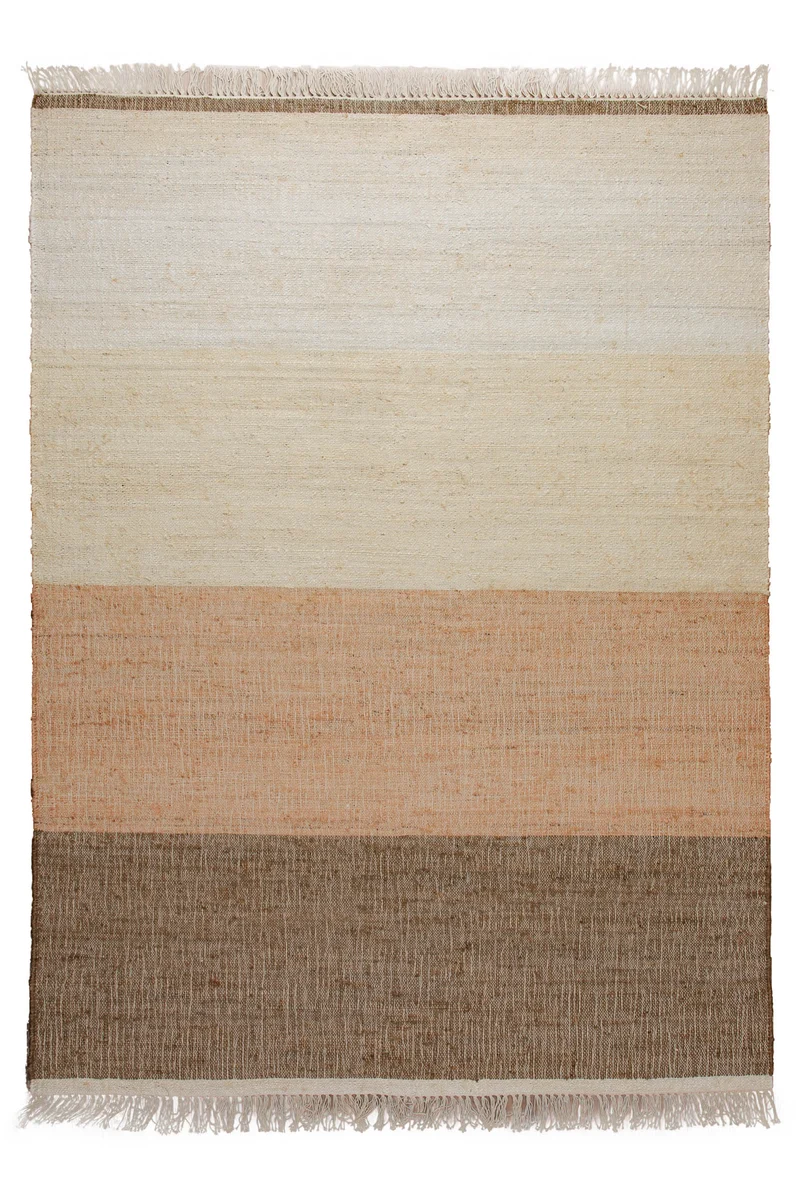 160x230 Teppich Wohnzimmer Drei Töne, eine Landschaft – Streifenteppich in Erdfarben