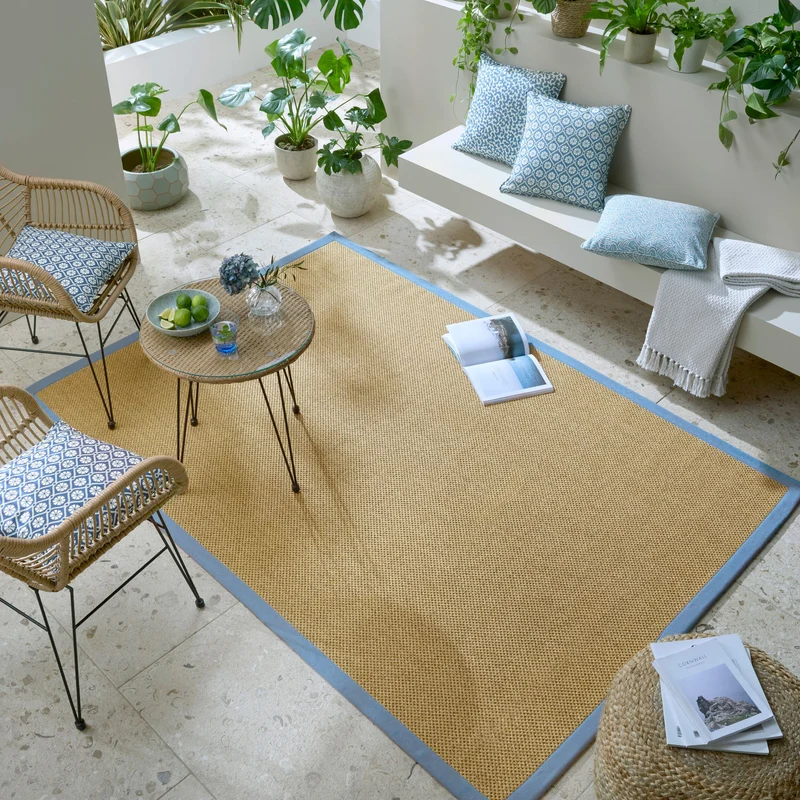 Outdoor Teppich Sisal Bordüre, Balkon schmutzabweisend