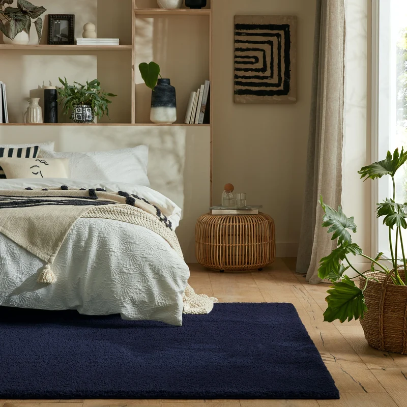Hochflor Teppich waschbar Flauschig Unifarben, Wohnzimmer