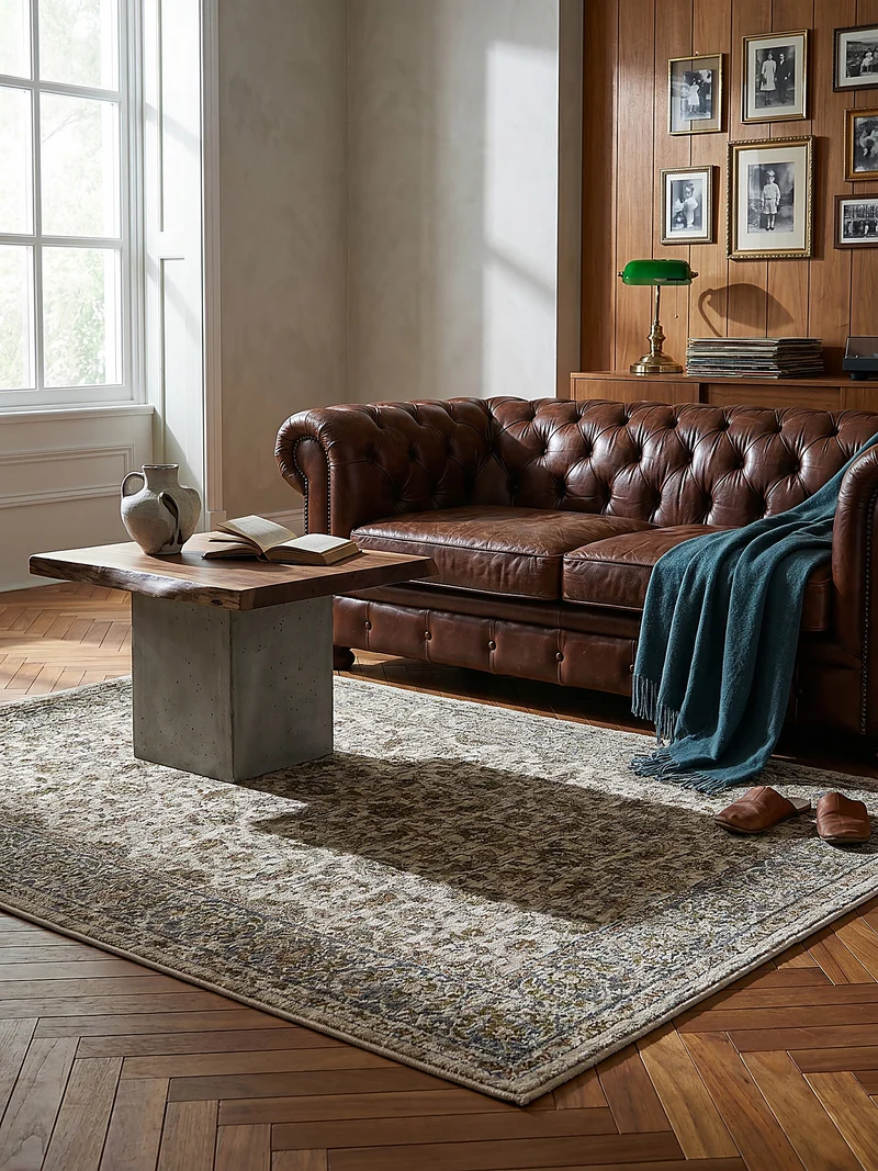 Orientteppich Vintage Blumen-Muster, Wohnzimmer