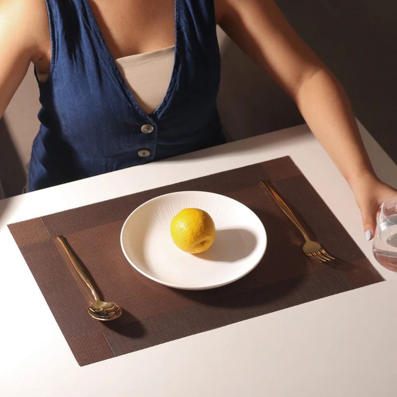 Mesh Rectangular Placemats, Set of 6 - Brown