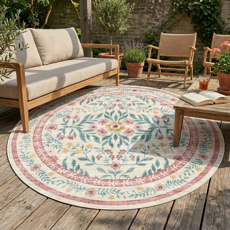 Vintage Gartenteppich Rund - Luana Bunt