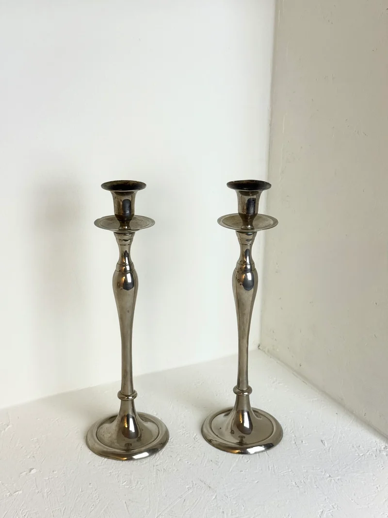Vintage sierlijke Art Deco kandelaar houder verzilverd