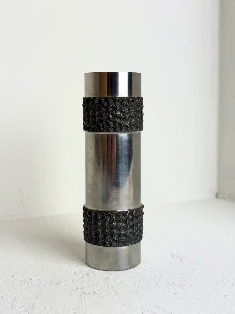 BMF rvs vintage brutalistische vaas