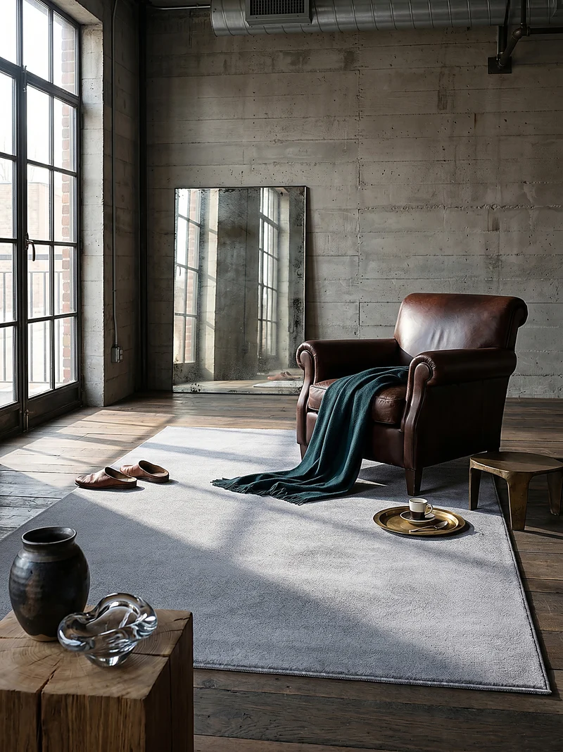 Kurzflor-Teppich Uni plüschig - Polyester, 12 mm Gesamthöhe