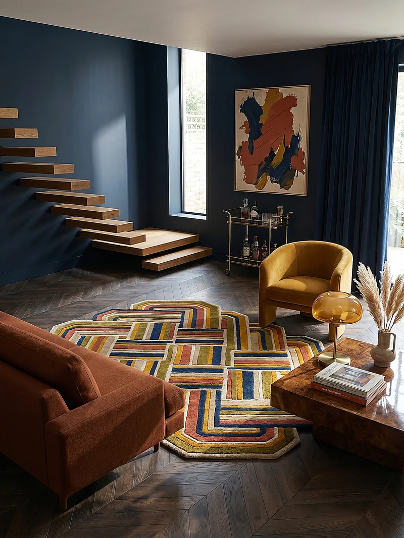 Wollteppich Shaped Crosshatch · 100 % Wolle · Hand-Tufted · 6 mm · Multi-Color