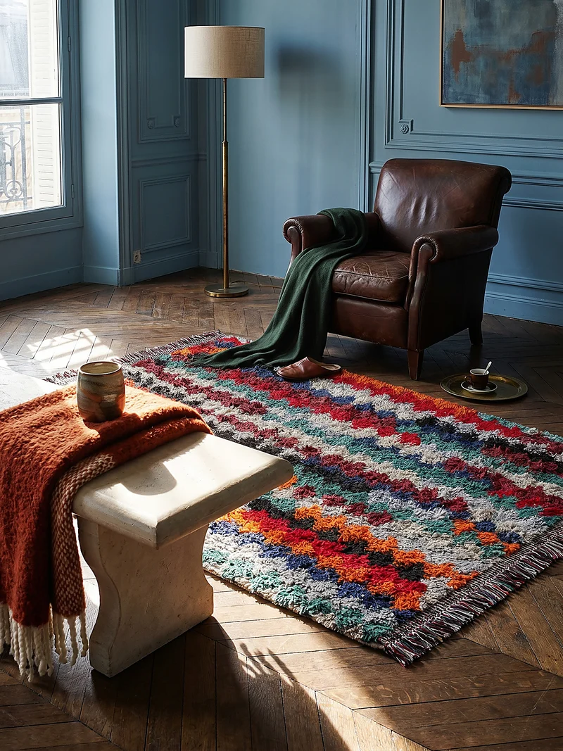 Shaggy-Teppich Berber-Diagonale · 30 mm Hochflor · recycelter Polyesterflor