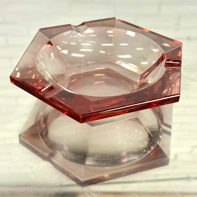Roze vierkant Murano glas asbak