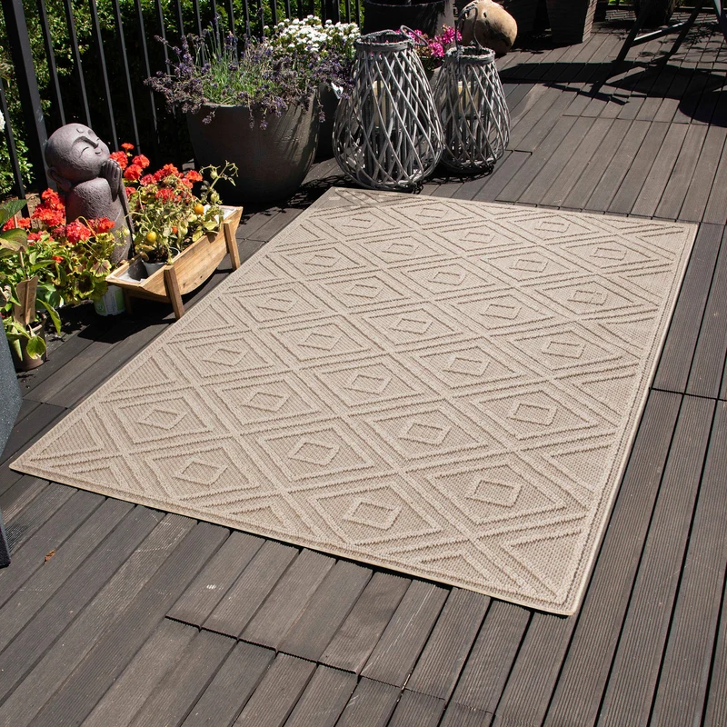 Carpettex Bouclé Teppich 3D Hoch-Tief Indoor Outdoor Wetterfest
